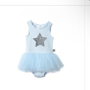 Charming Light Blue Tutu Onesie with Silver Star by Petite Hailey